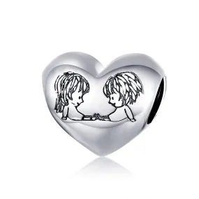 S925 Silver Heart-Shaped Charm Beads