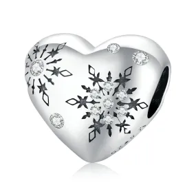 S925 Silver Love Snowflakes Charm Beads