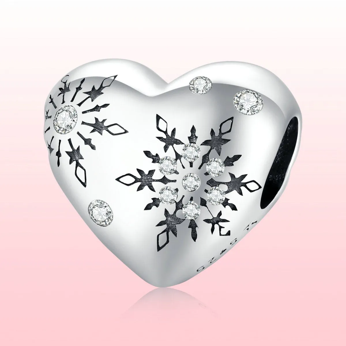 S925 Silver Love Snowflakes Charm Beads