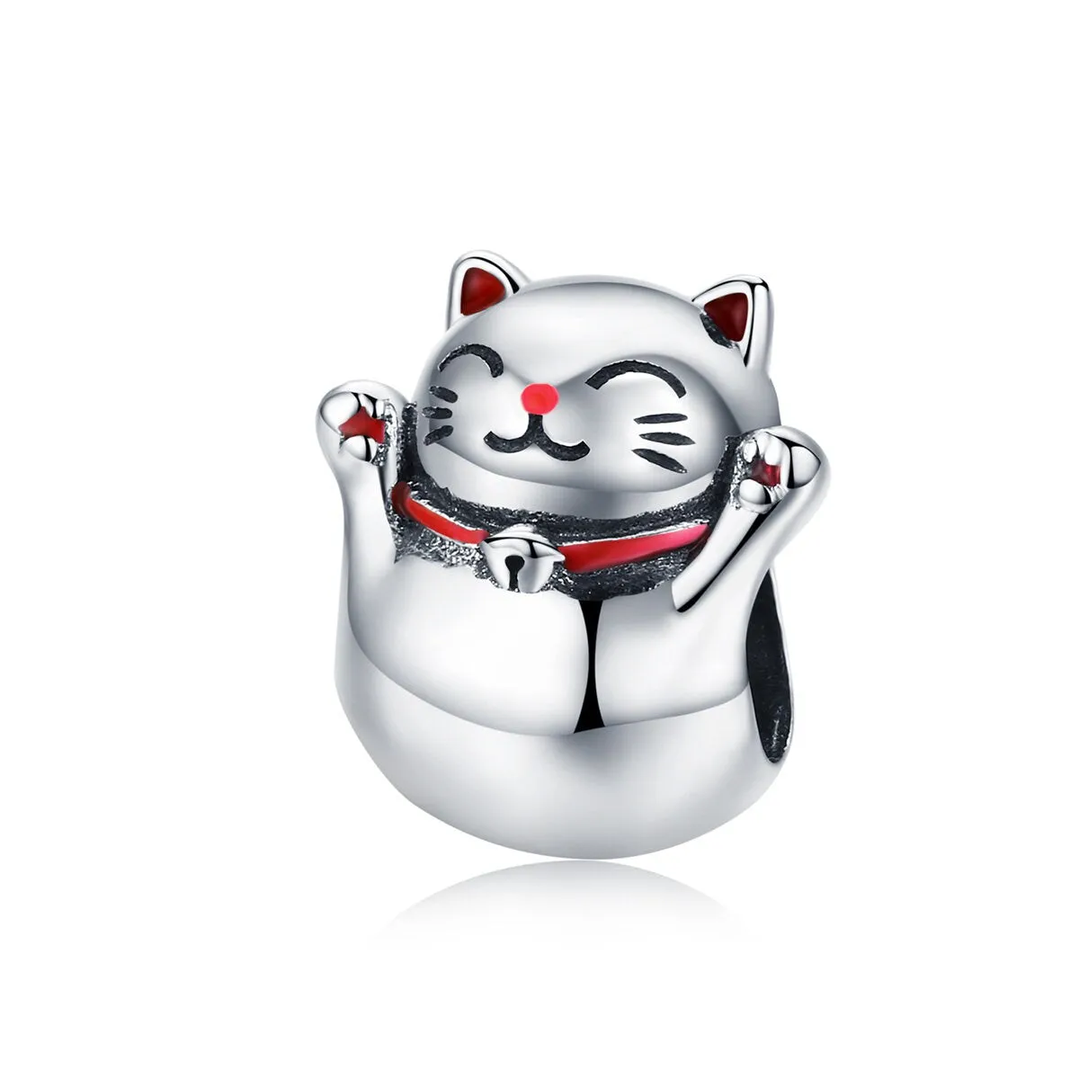 S925 Silver Lucky Cat Charm Beads