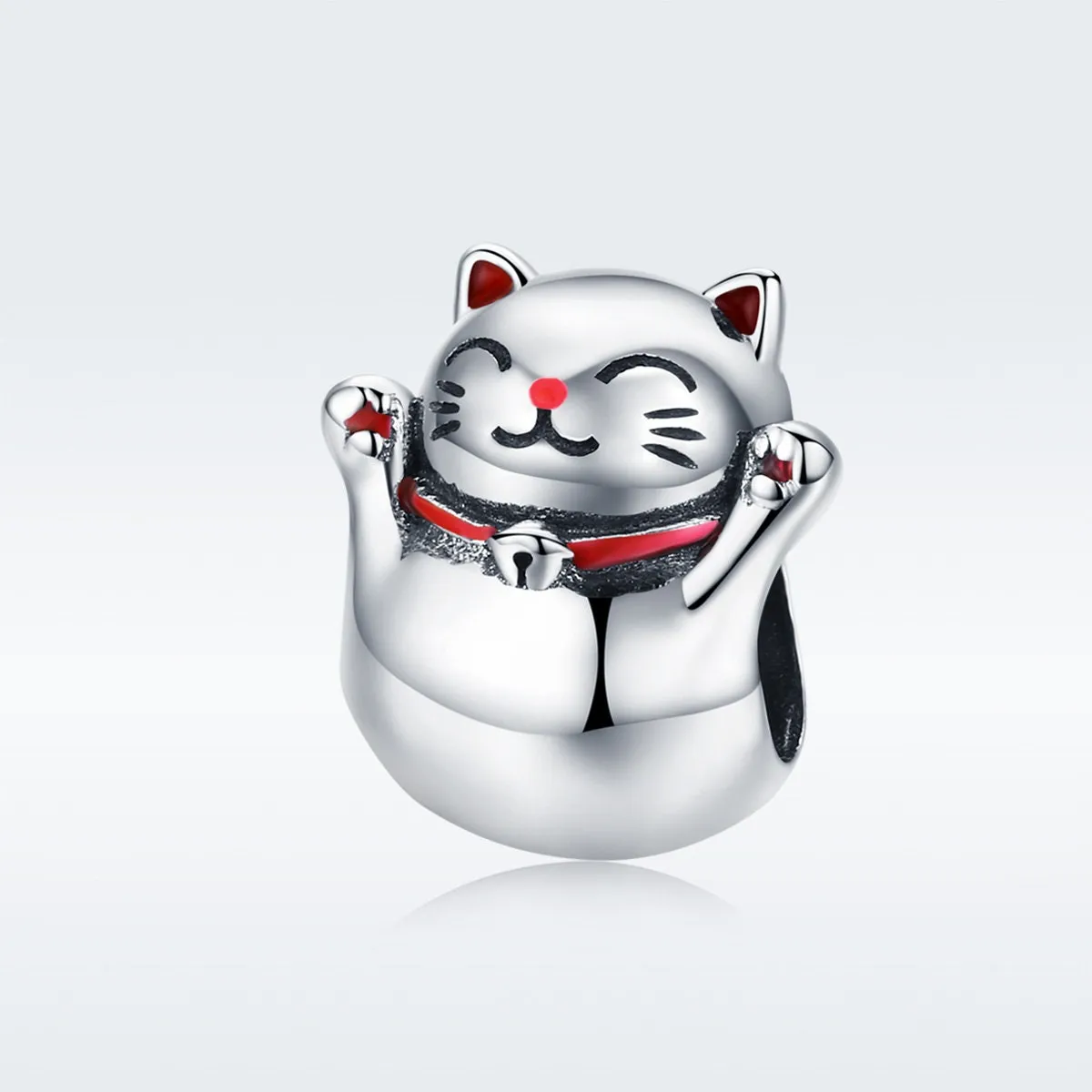 S925 Silver Lucky Cat Charm Beads