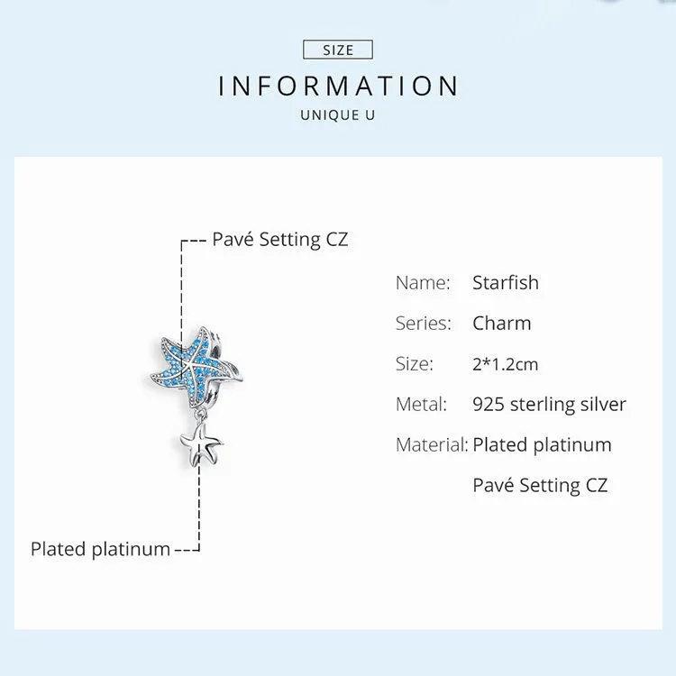 S925 Silver Ocean Starfish Charm Beads