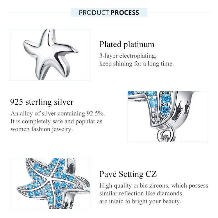 S925 Silver Ocean Starfish Charm Beads