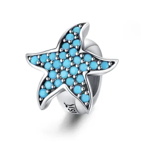 S925 Silver Starfish Charm Beads