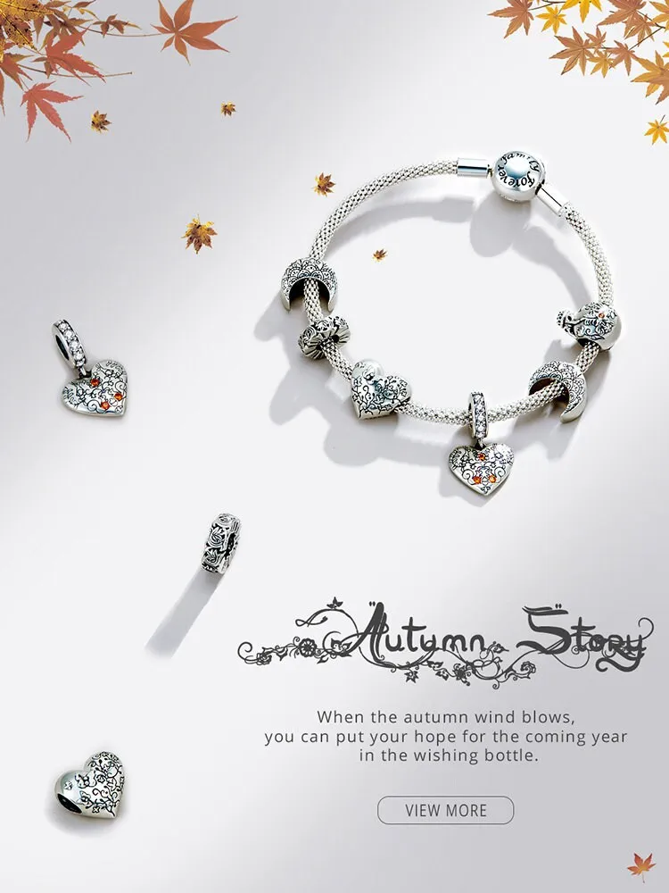 S925 Silver Vine Butterfly Charm Beads