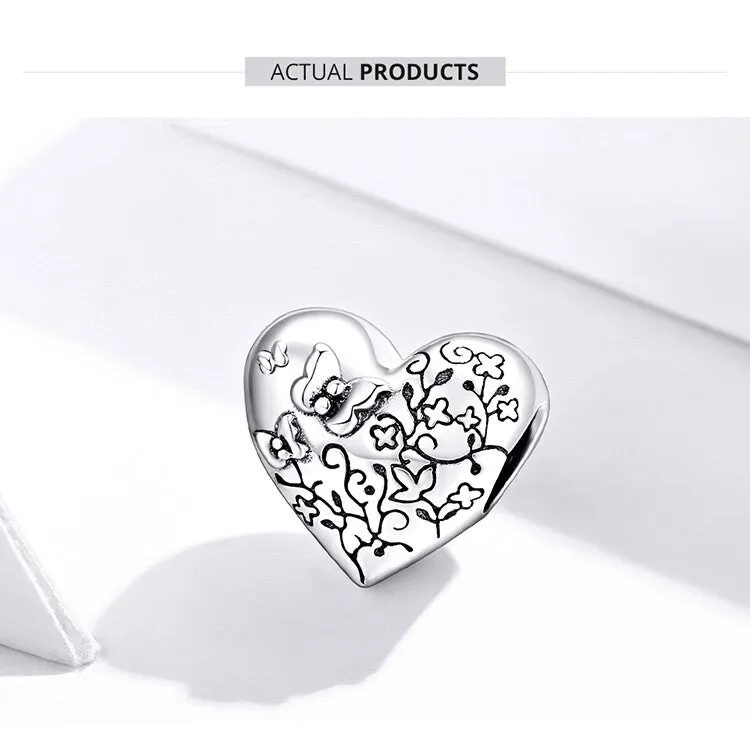 S925 Silver Vine Butterfly Charm Beads