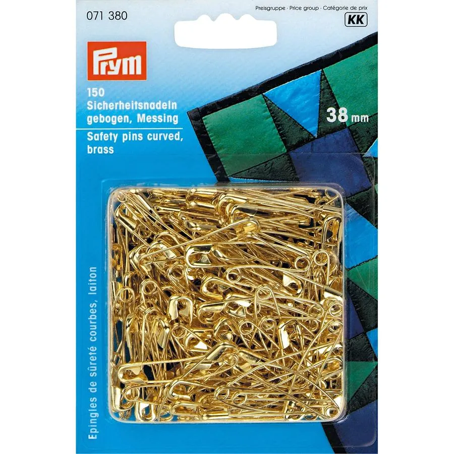 Safety Pins Curved Brass 38mm - Pack of 150 - Prym