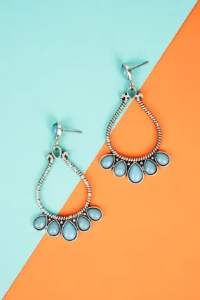 SALE! Crest Creek Turquoise and Silvertone Teardrop Earrings