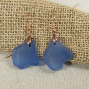 Sapphire Blue Sea Glass Drop Earrings