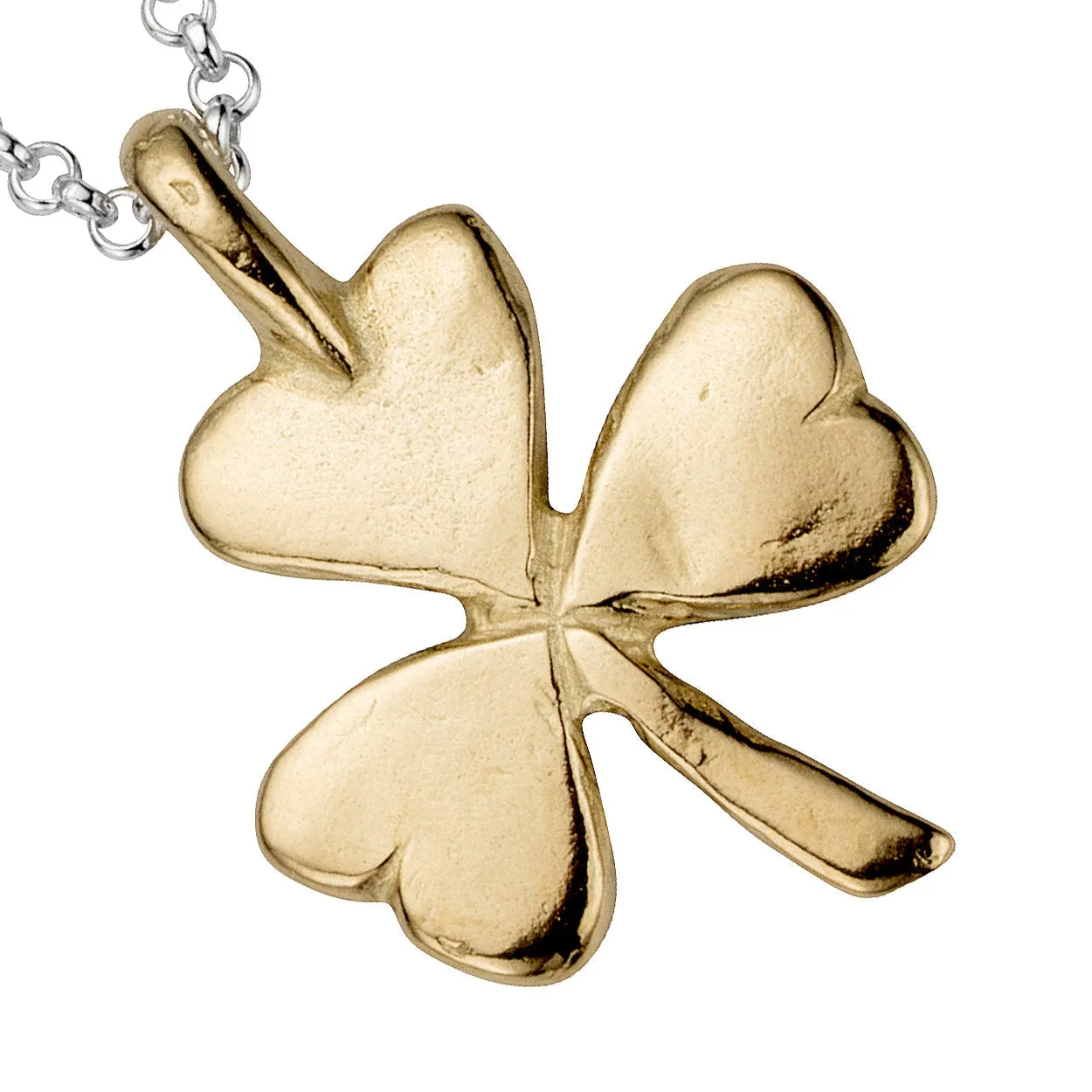 Silver & Gold Large Shamrock Necklace