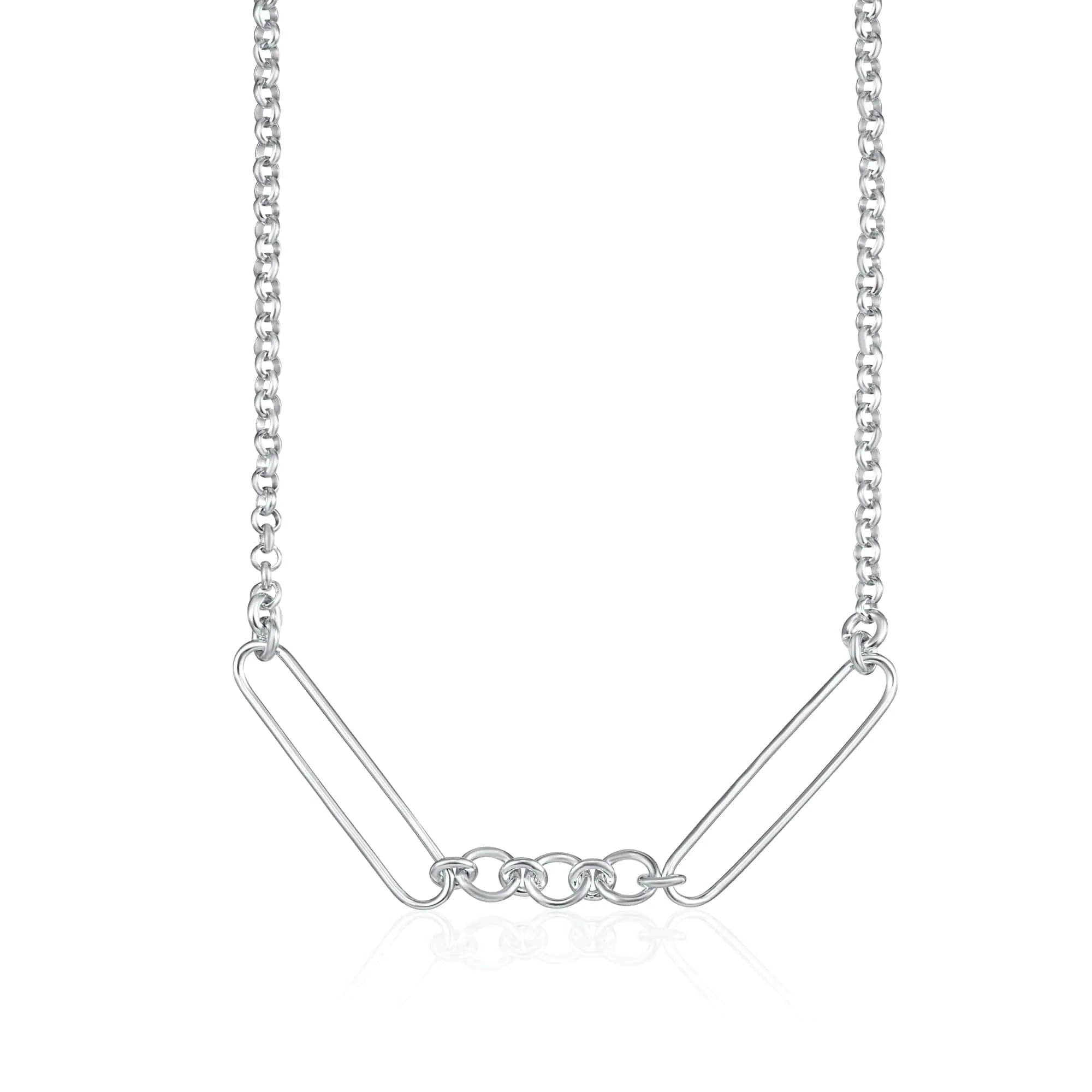 Silver Mixed Link Charm Collector Necklace