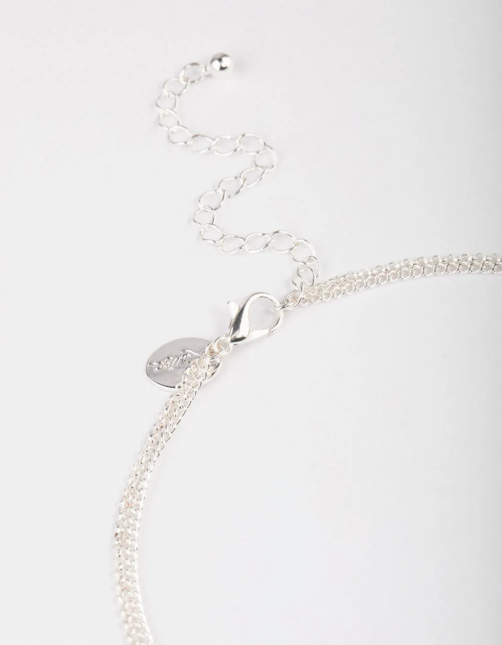 Silver Plated Dainty Cubic Zirconia Drop Layered Necklace