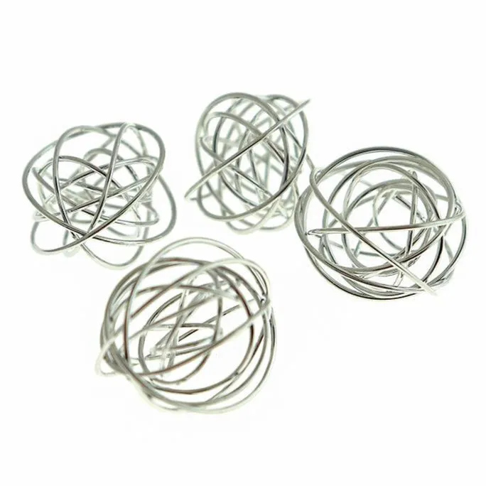 Silver Tone Spiral Bead Cages - 25mm x 23mm - 6 Pieces - FD1068