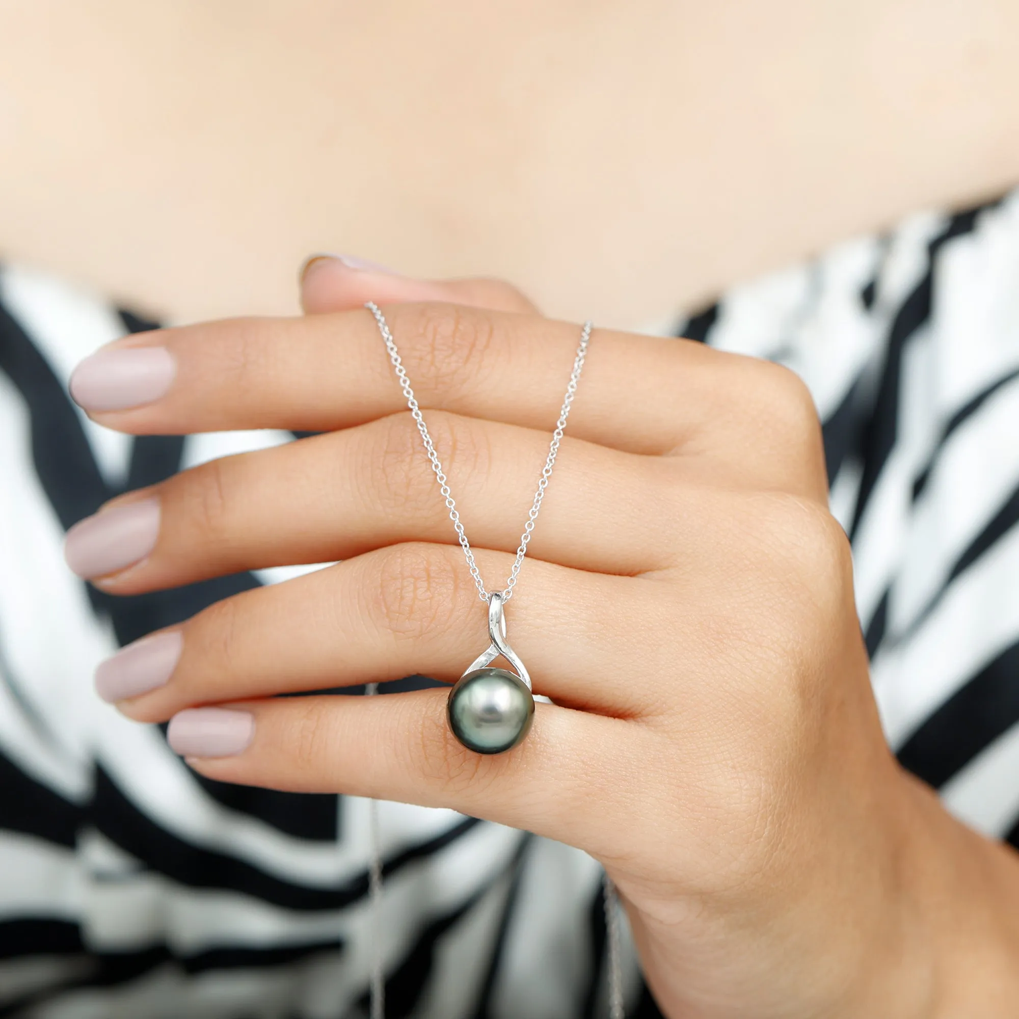 Simple Solitaire Tahitian Pearl Infinity Pendant