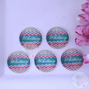 Small Round Glass Cabochon -Zig Zag