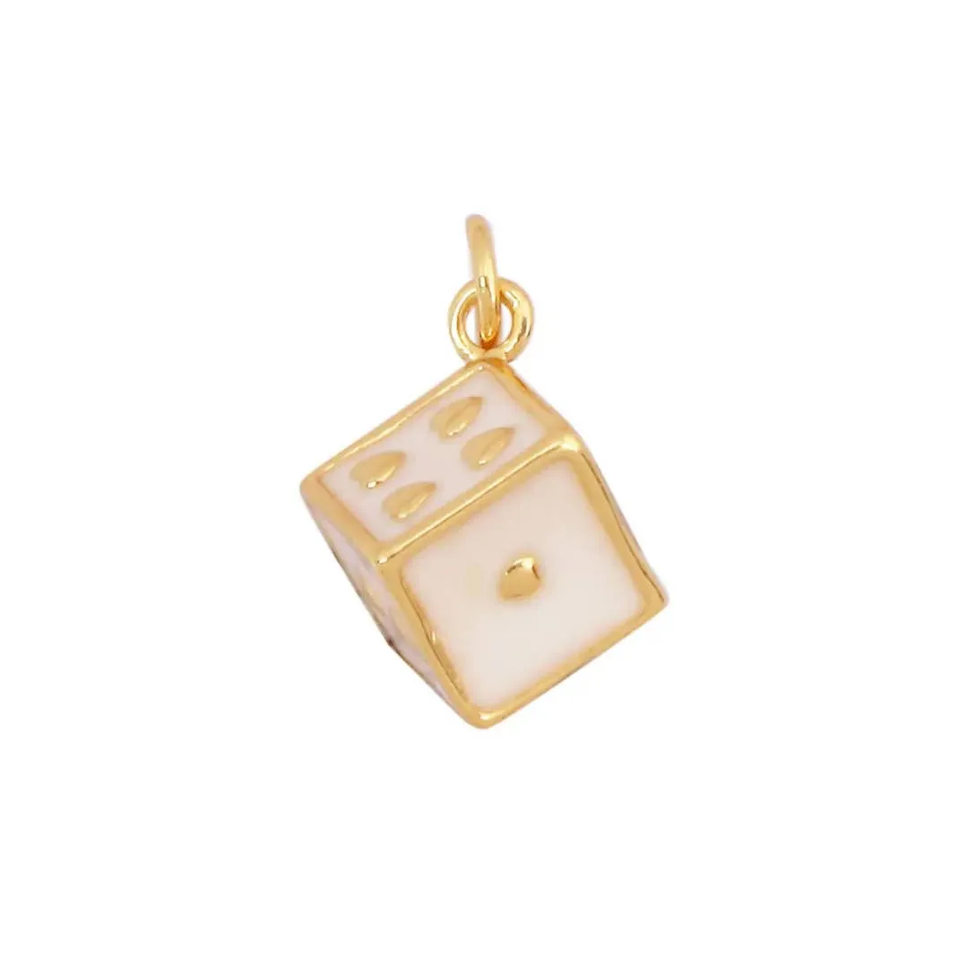 Small White Dice Charm For Charm Bar & Charm Necklaces