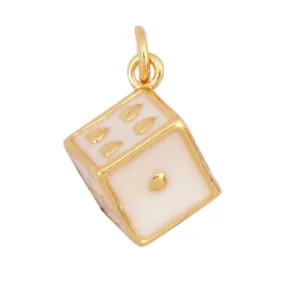 Small White Dice Charm For Charm Bar & Charm Necklaces