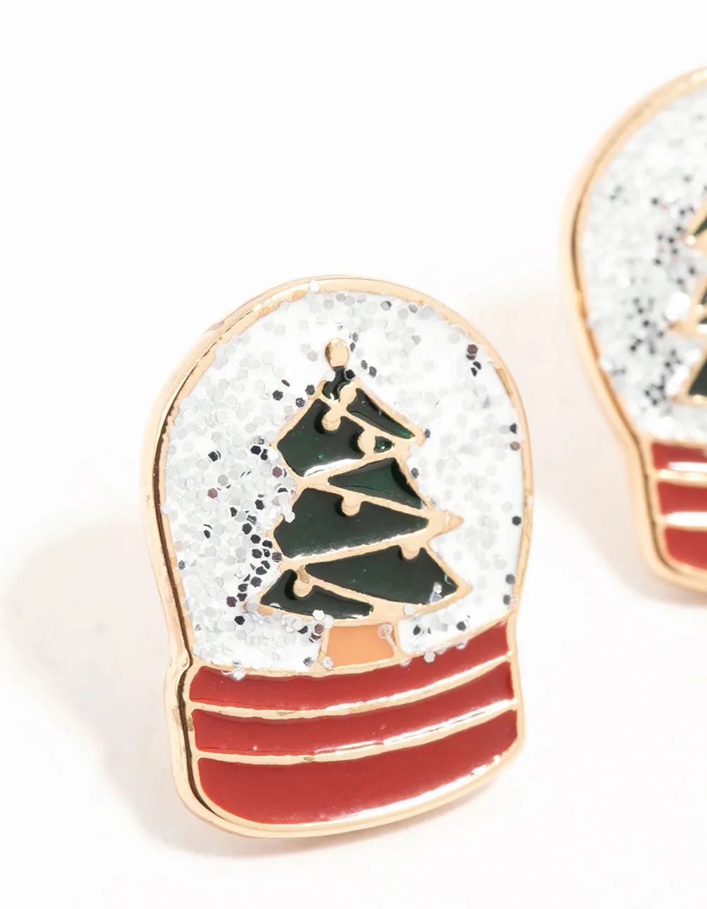 Snow Globe Gold Stud Earrings