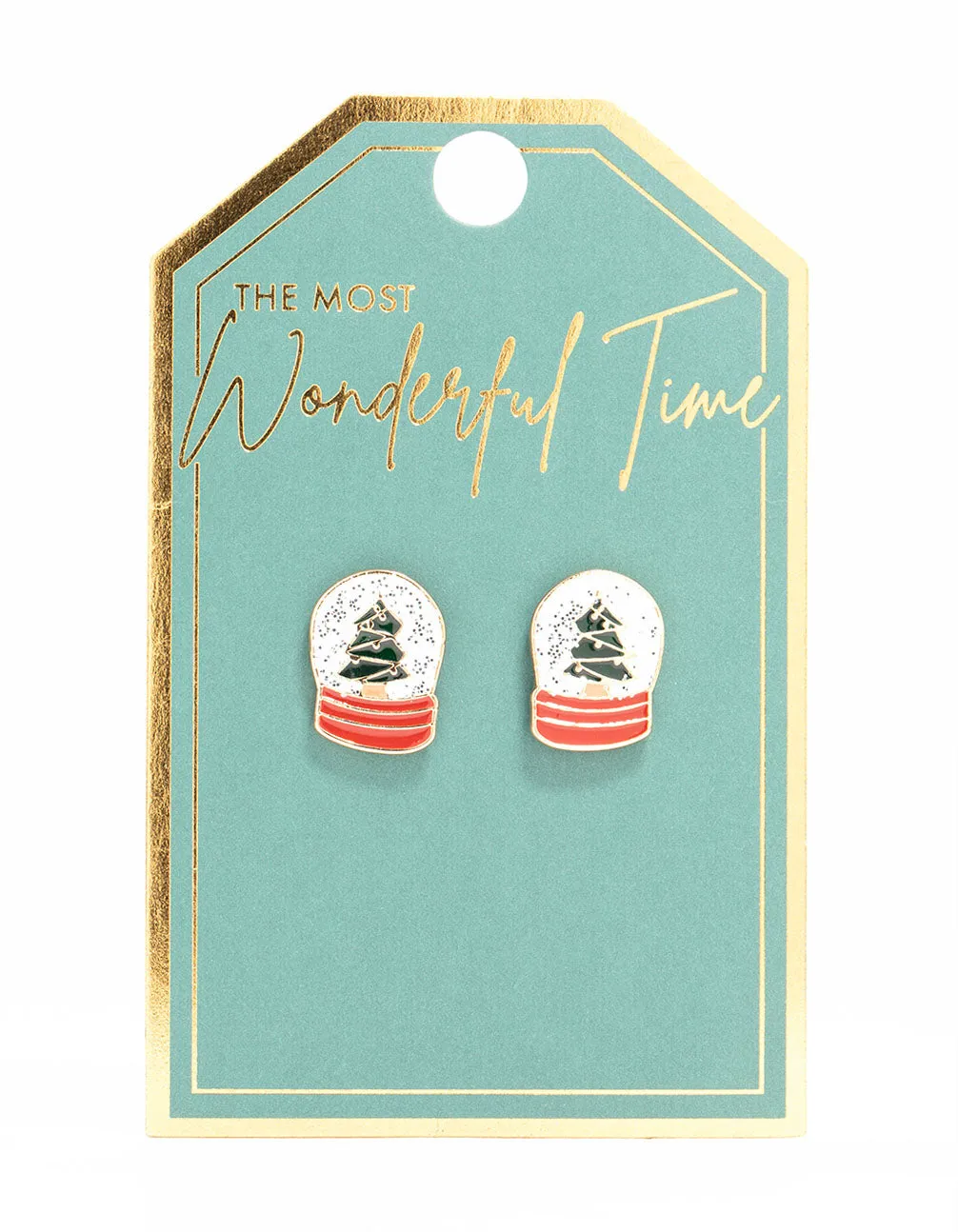 Snow Globe Gold Stud Earrings