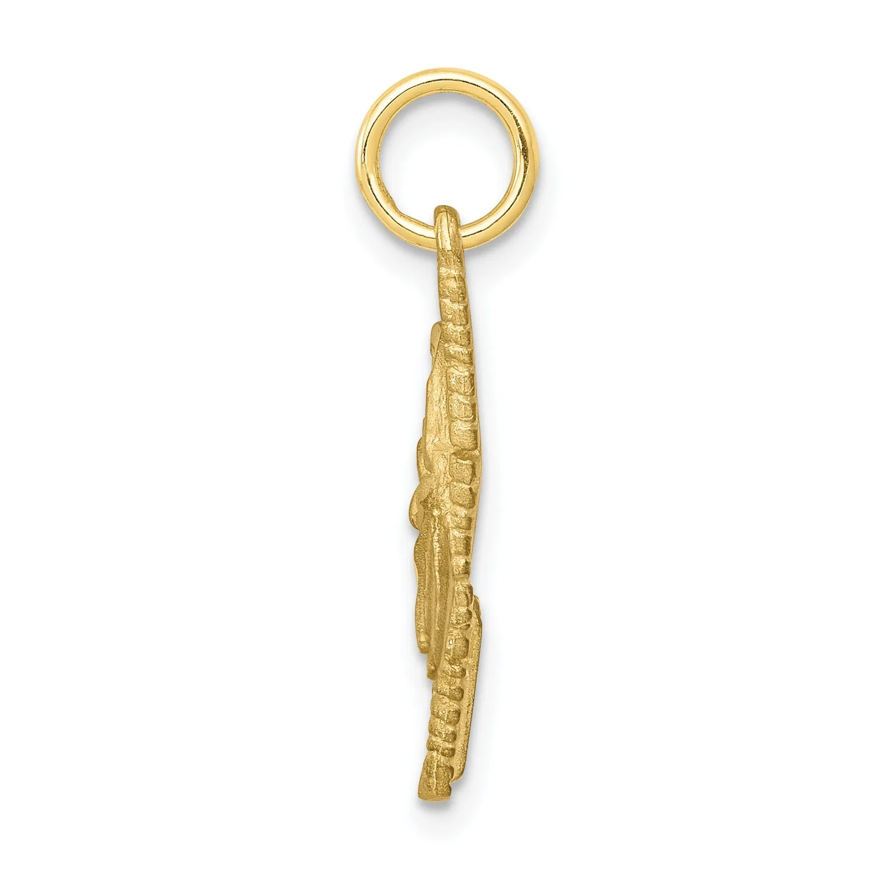 Solid 10k Yellow Gold Comb and Scissors Pendant