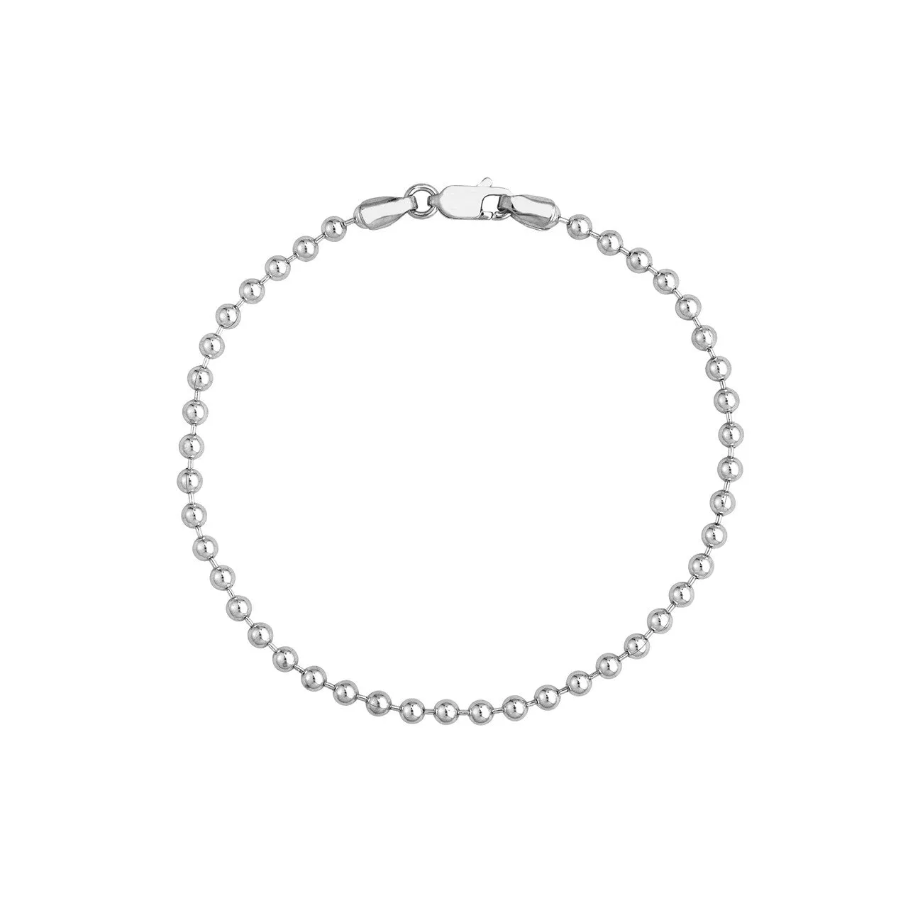 Solid 14K Gold 3mm Bead Chain Bracelet with Lobster Lock, 7.5"