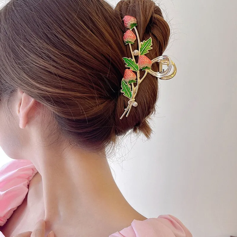 Strawberry Vine Hair Claw Clip