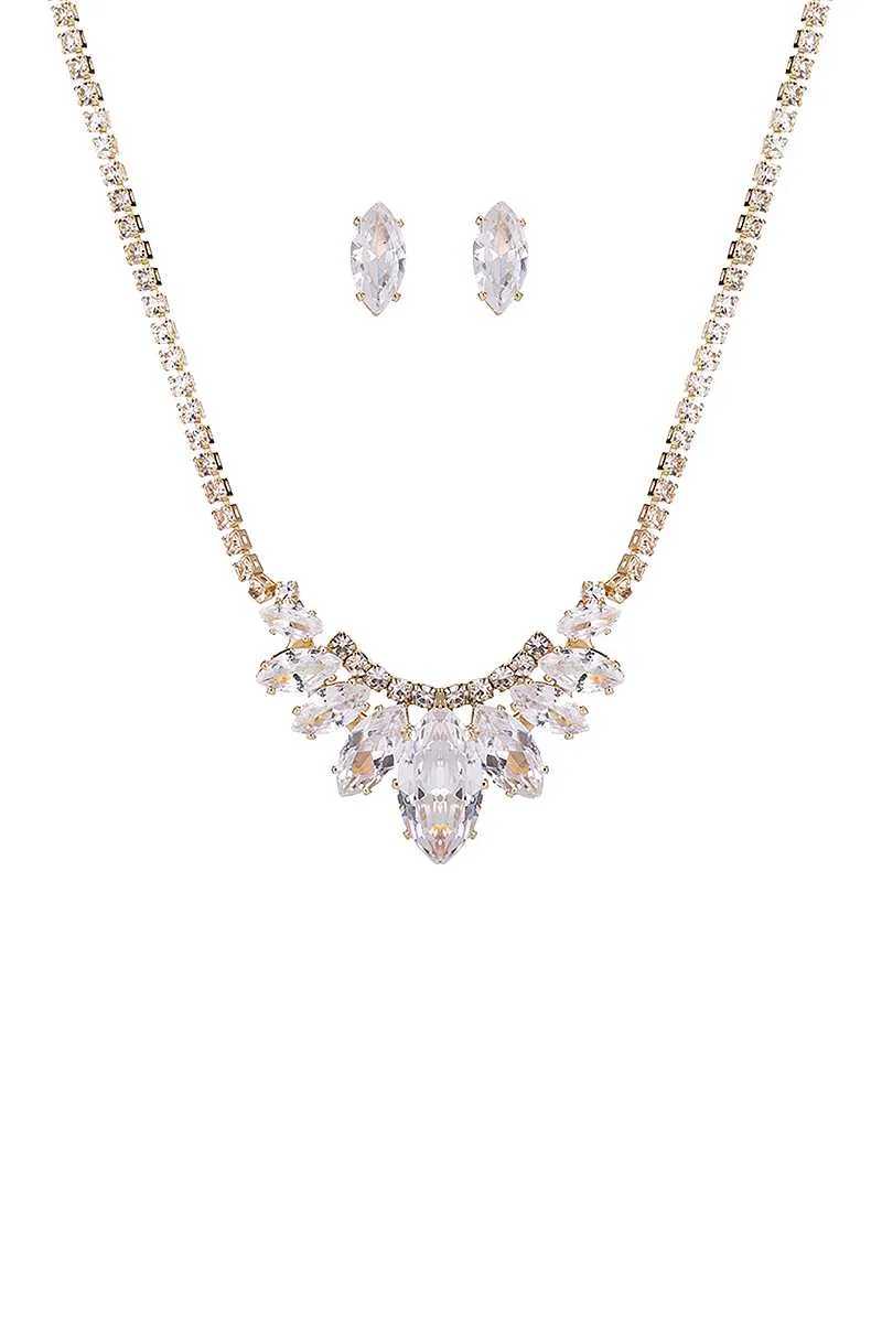 Stylish Crystal Rhinestone Necklace And Earring Set