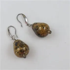 Sunset & Gold Kazuri Teardrop Handmade Earrings