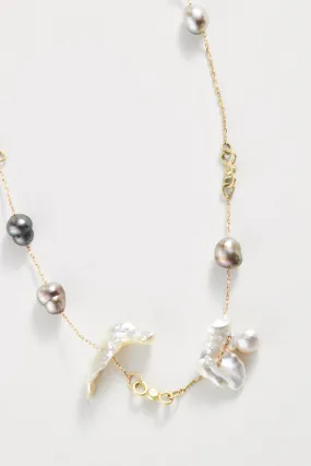 Tahitian Keshi pearl station Necklace