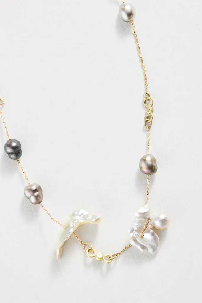 Tahitian Keshi pearl station Necklace