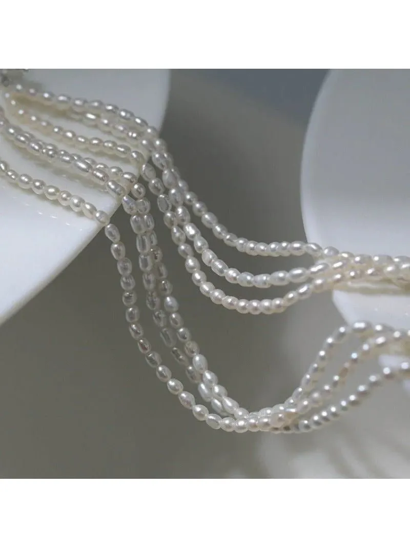 Three Layers Ot Buckle Pearl Necklace