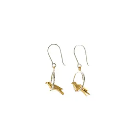 Tiny Bird Loop Earrings