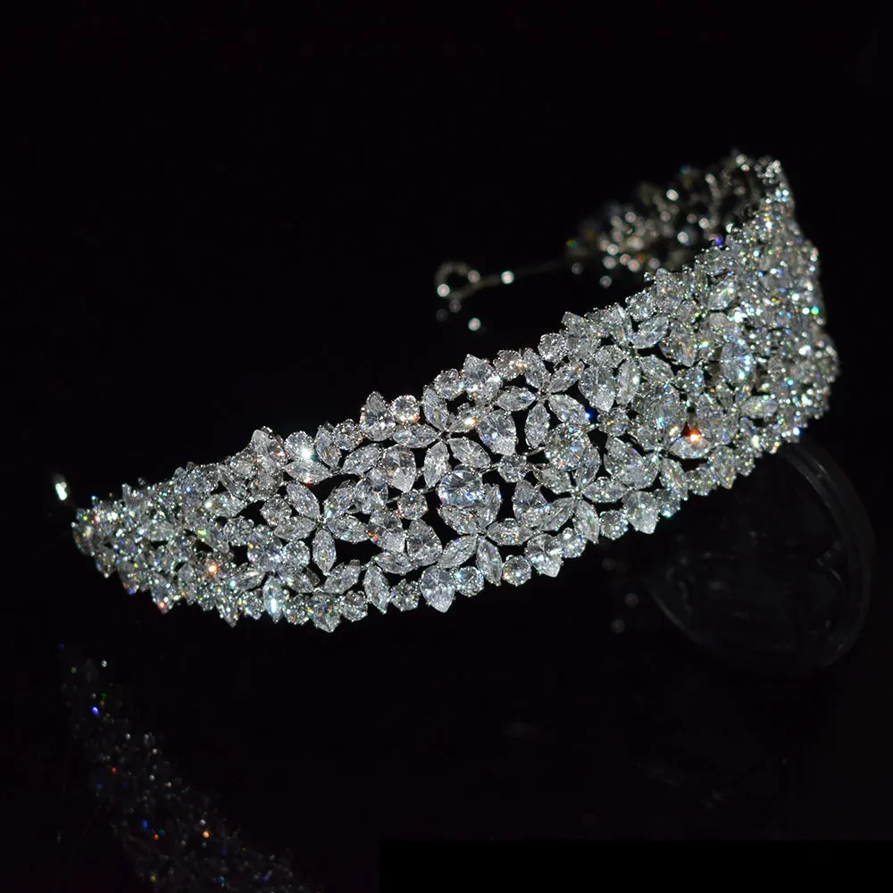 Vintage Couture CZ Zirconia Crystal Bridal headband Tiara