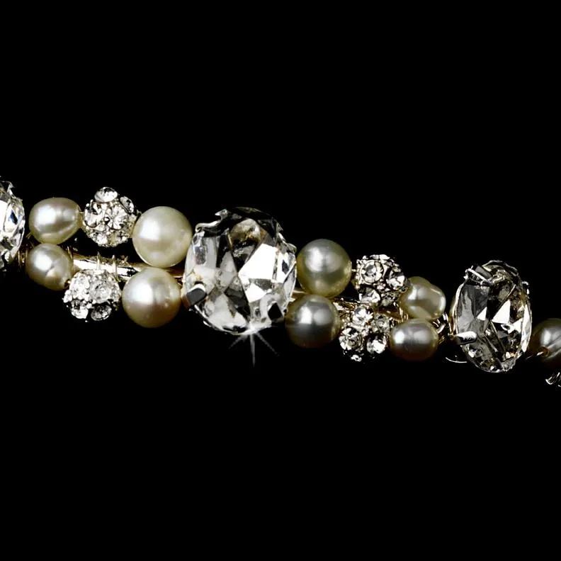 Vintage Inspired Pearl & Crystal Wedding Headband