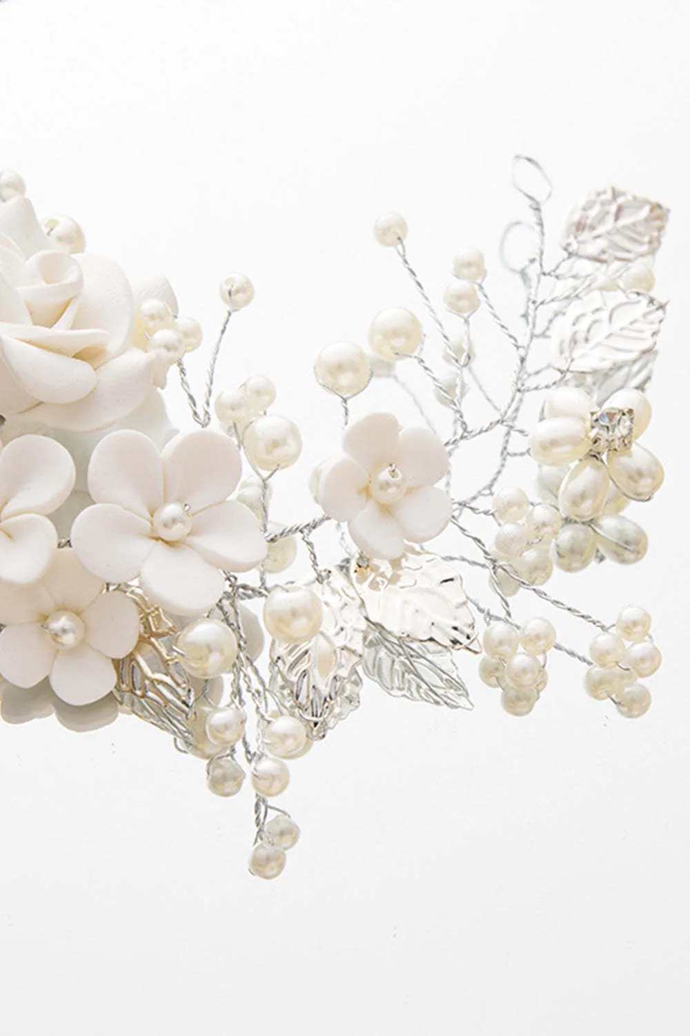 White Flowers Pearl Headband